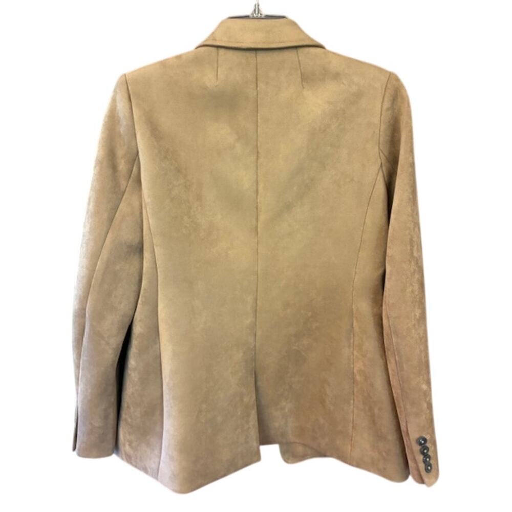 Elie Tahari Blazer Jacket Faux Suede Lined Pockets Medium Tan - Picture 2 of 6
